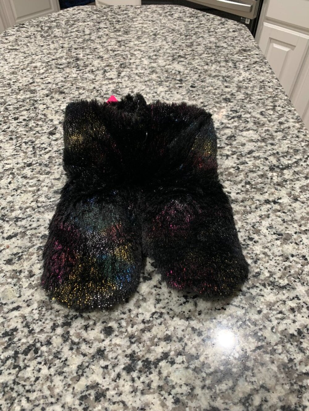 Women's Black Glittery Faux Fur Booties, Size M/L, (NWT)